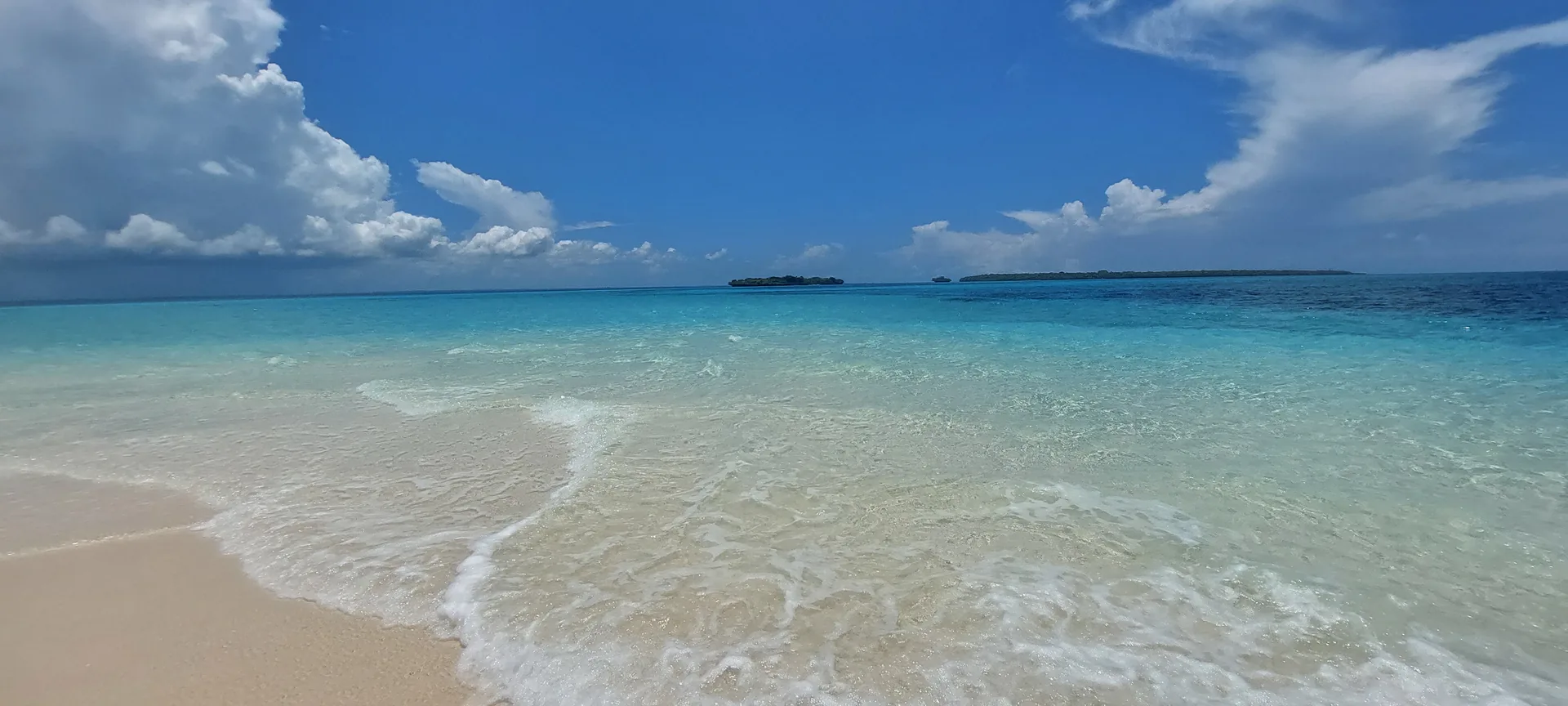 White-sand beach and turquoise lagoon in Zanzibar